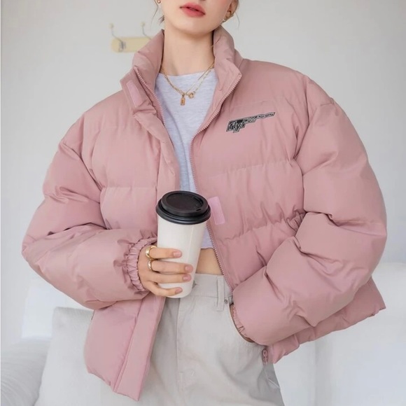SHEIN Jackets & Blazers - Shein COLDBREAK Letter Graphic Zip Up Puffer Coat